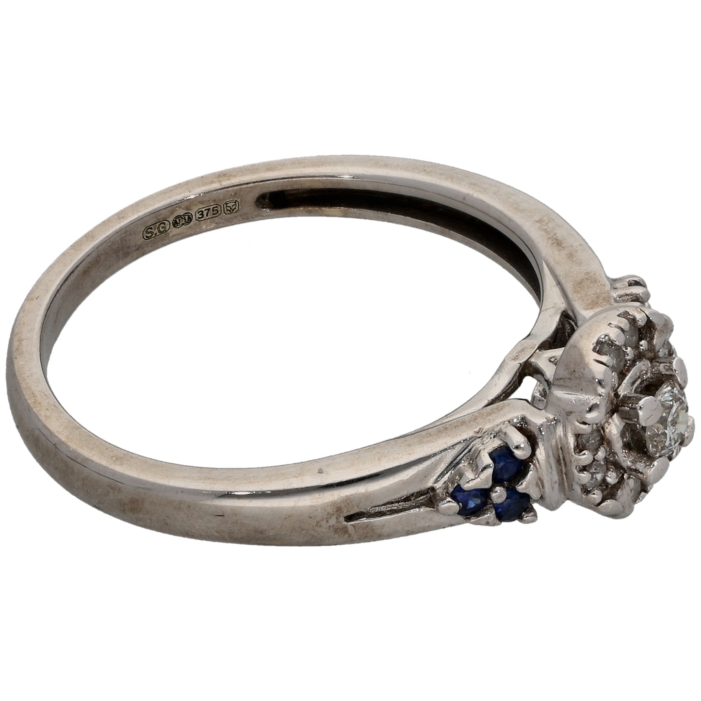 9ct White Gold 0.115ct Diamond Dress/Cocktail Ring Size K