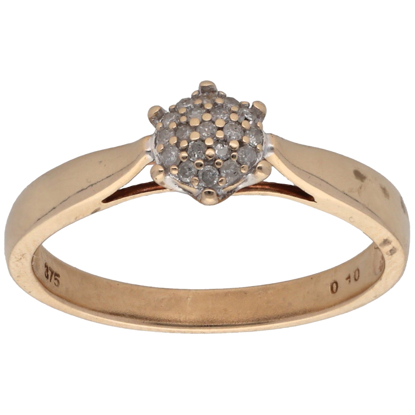 9ct Gold 0.10ct Diamond Cluster Ring Size M