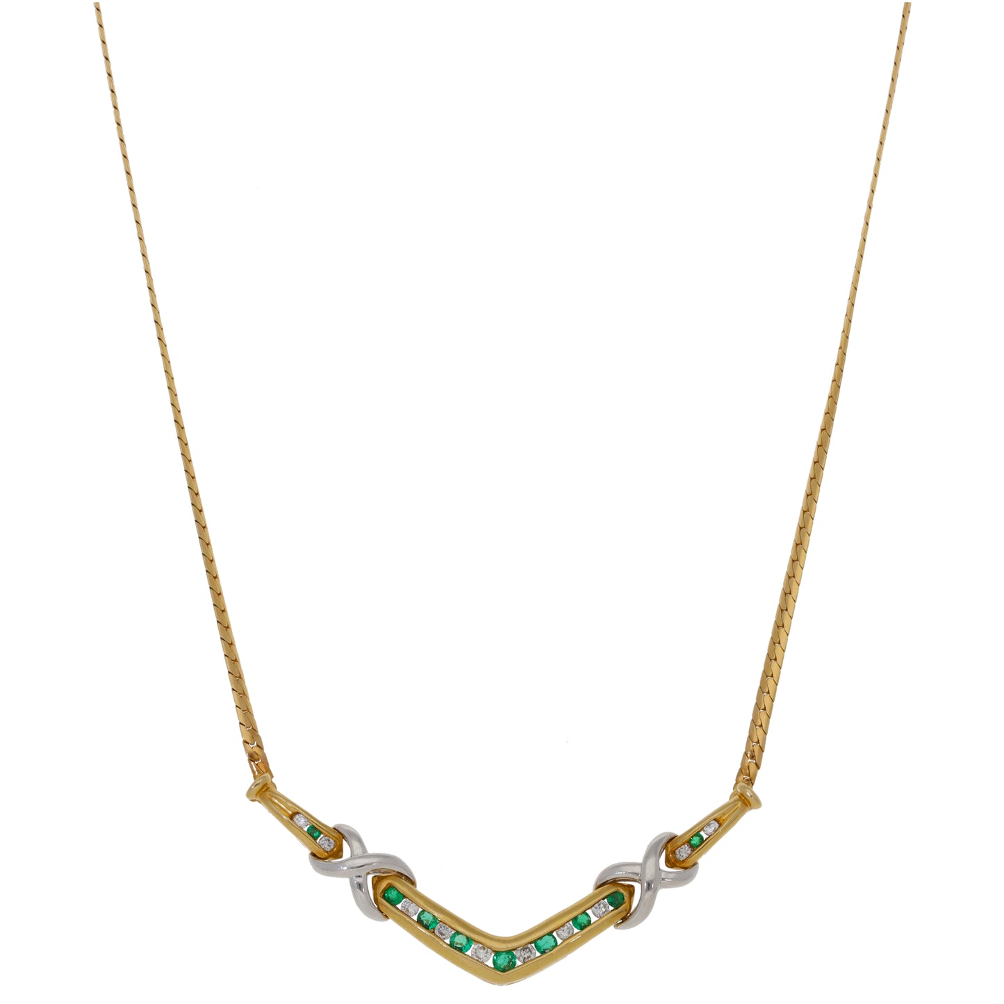 14ct Gold 0.44ct Diamond & Man Made Emerald Bracelet, Earrings & Necklace Set
