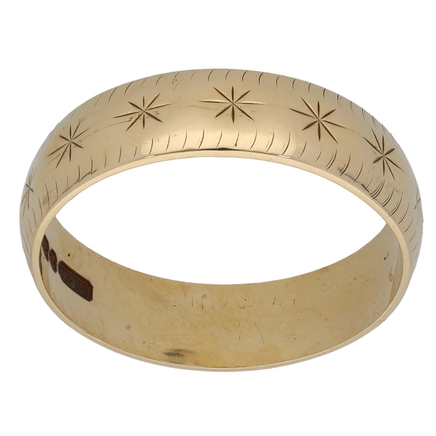 9ct Gold Patterned Wedding Ring Size O