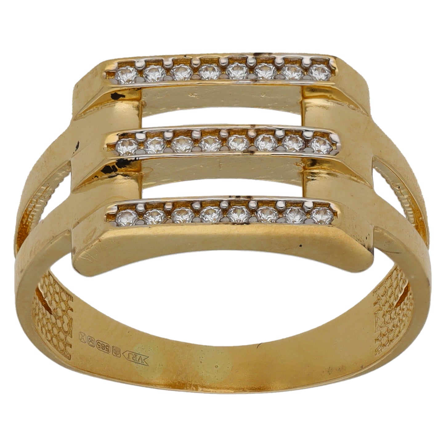 14ct Gold Cubic Zirconia Dress/Cocktail Ring Size O