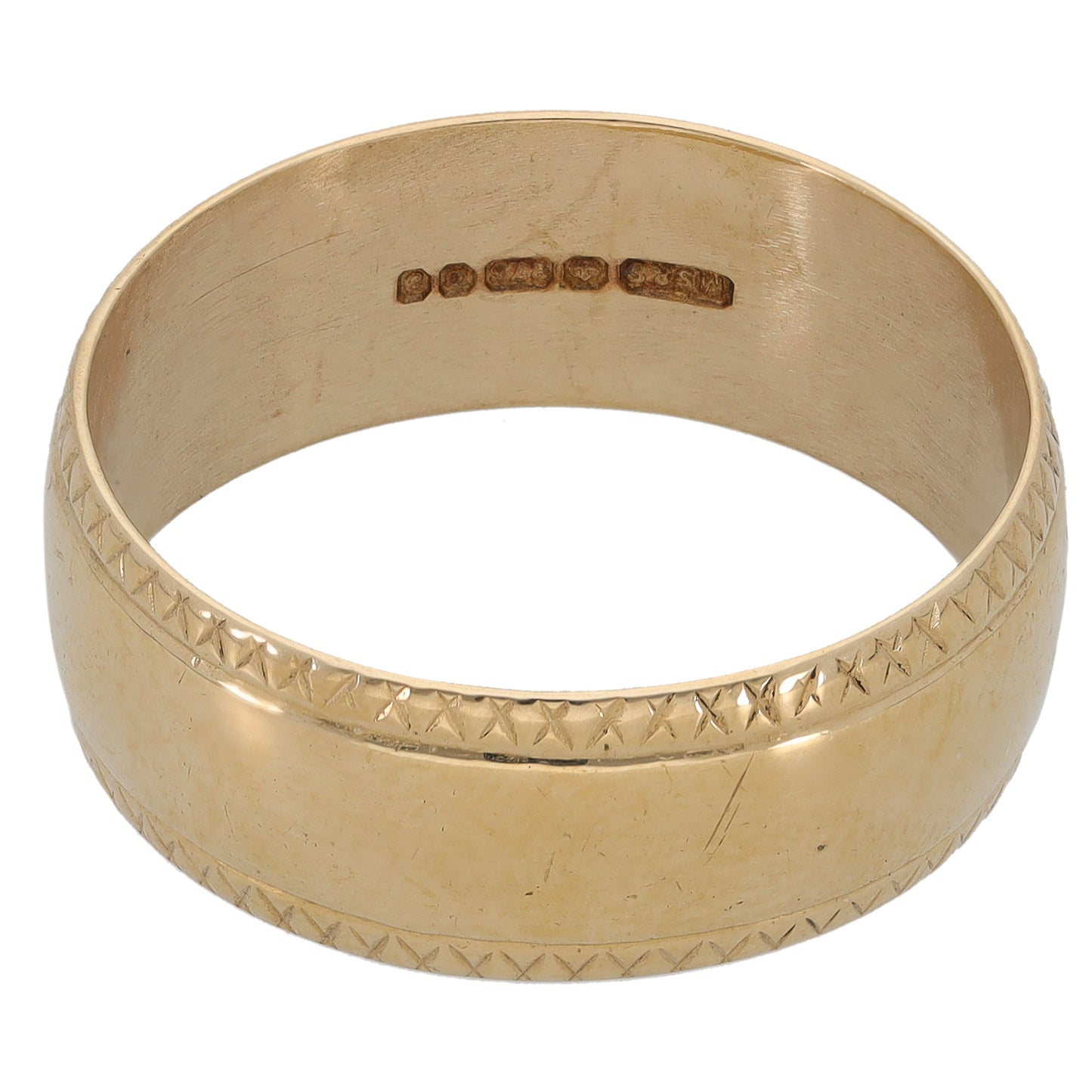 9ct Gold Patterned Wedding Ring Size Y