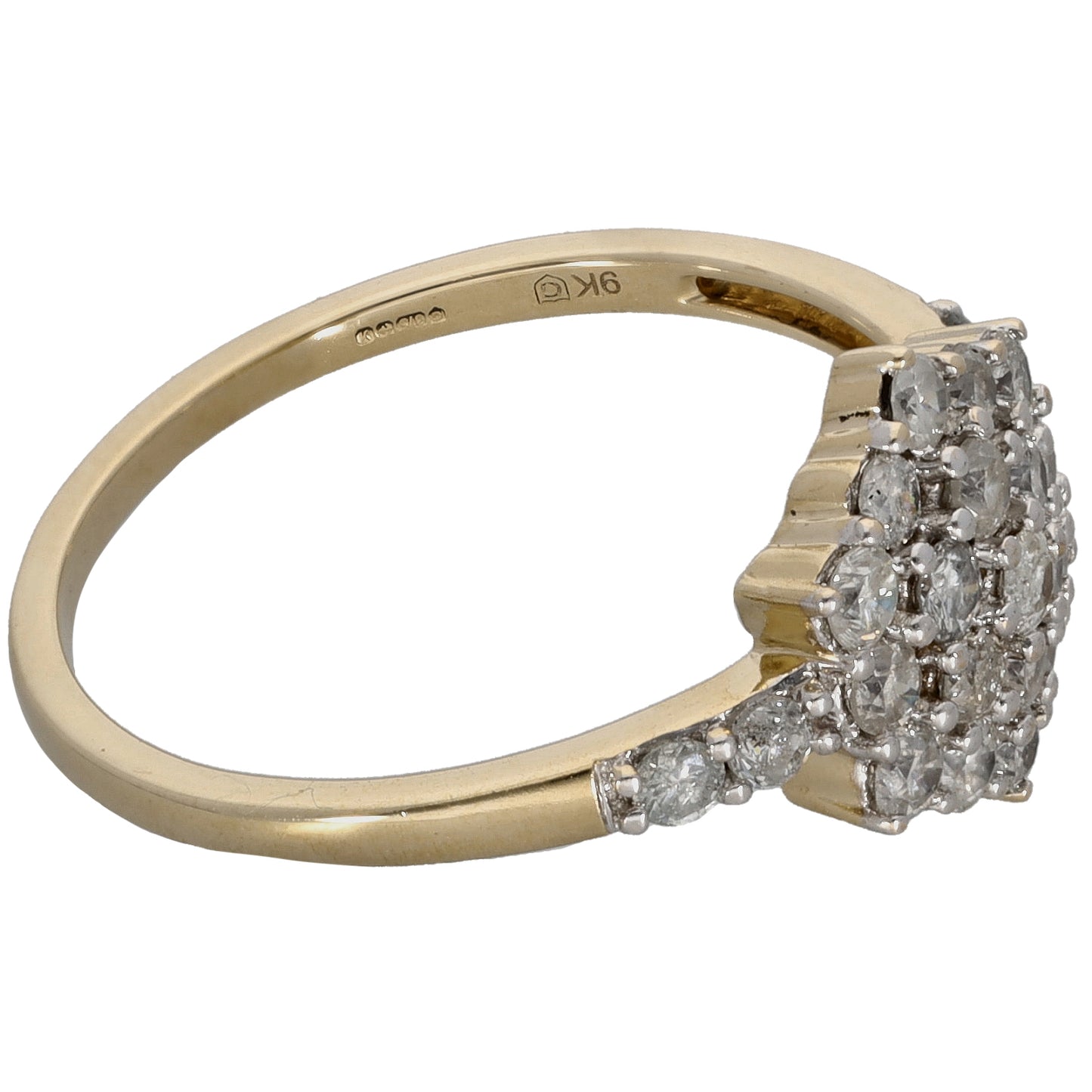9ct Gold 0.69ct Diamond Cluster Ring Size N