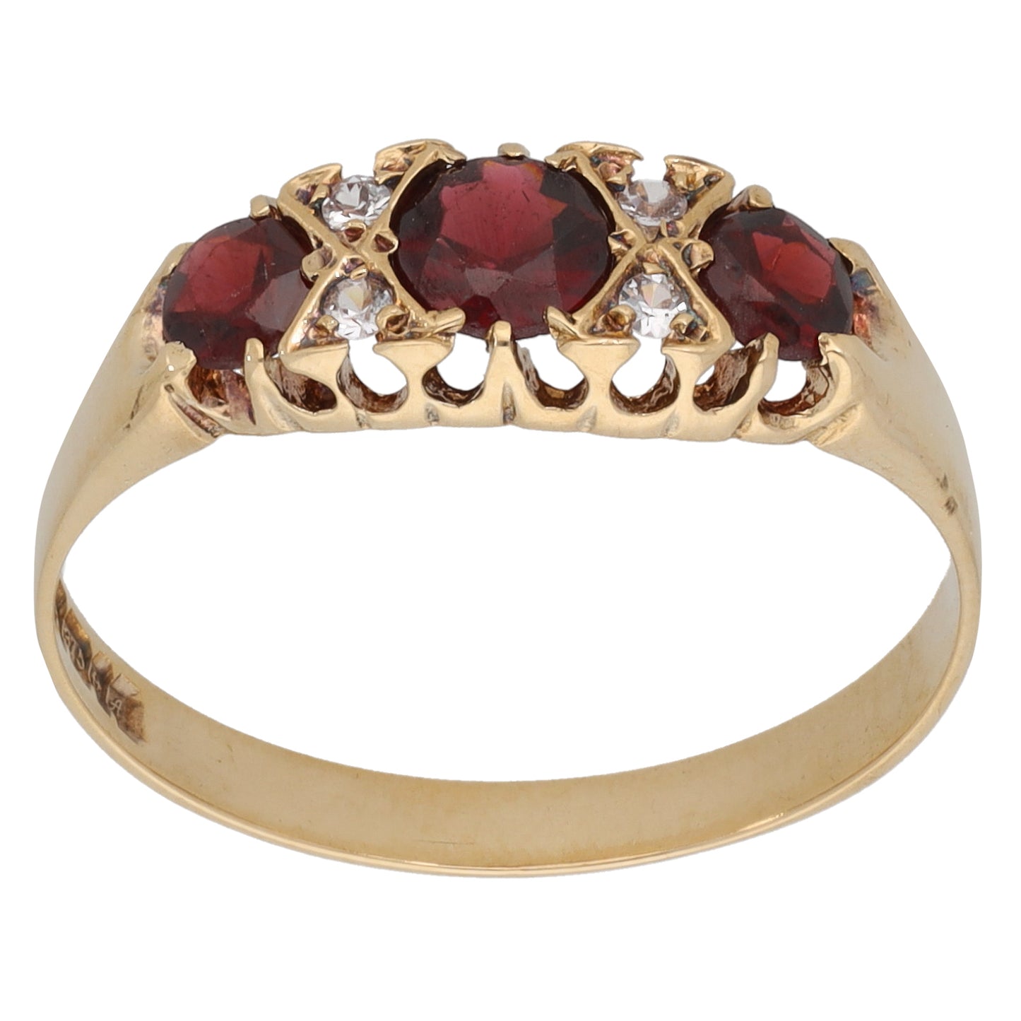 9ct Gold Garnet & Cubic Zirconia Dress/Cocktail Ring Size S
