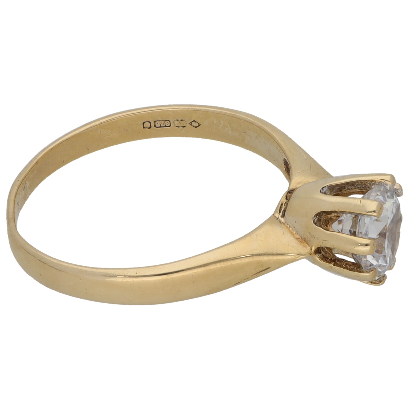 9ct Gold Cubic Zirconia Single Stone Ring Size N