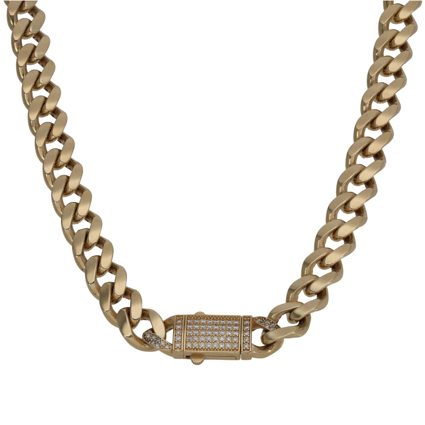 14ct gold 16in curb chain necklace with CZ pavΓ© clasp