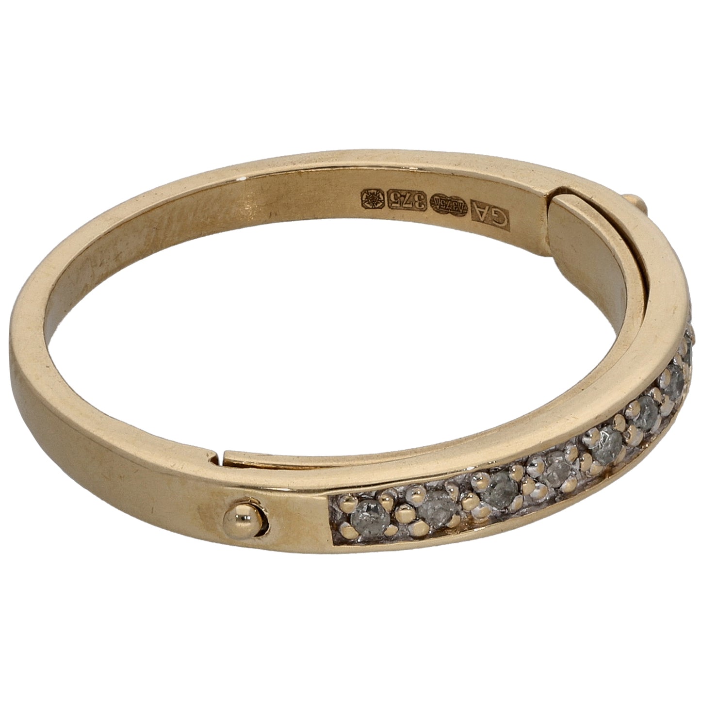 9ct Gold 0.10ct Diamond Half Eternity Ring Size R