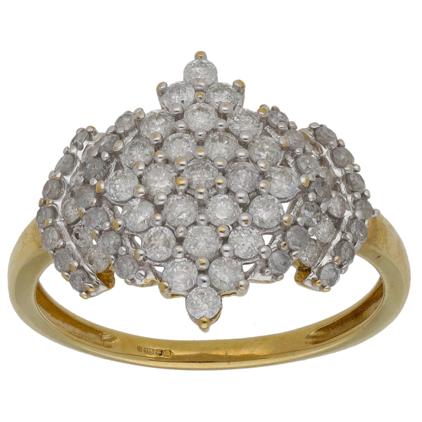 9ct Gold 0.81ct Diamond Dress/Cocktail Ring Size P