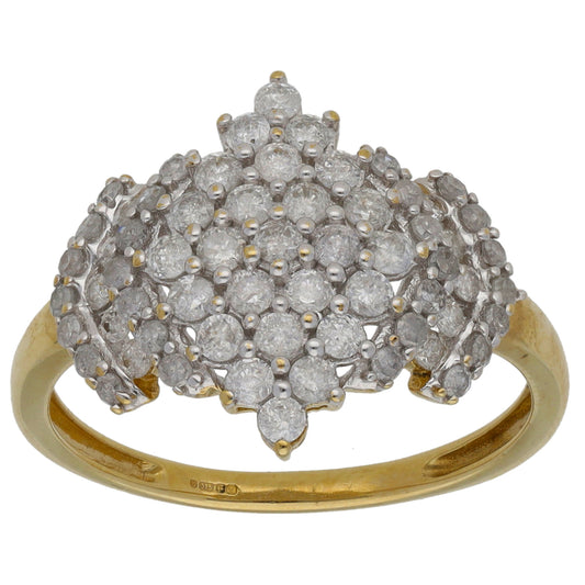 9ct Gold 0.81ct Diamond Dress/Cocktail Ring Size P