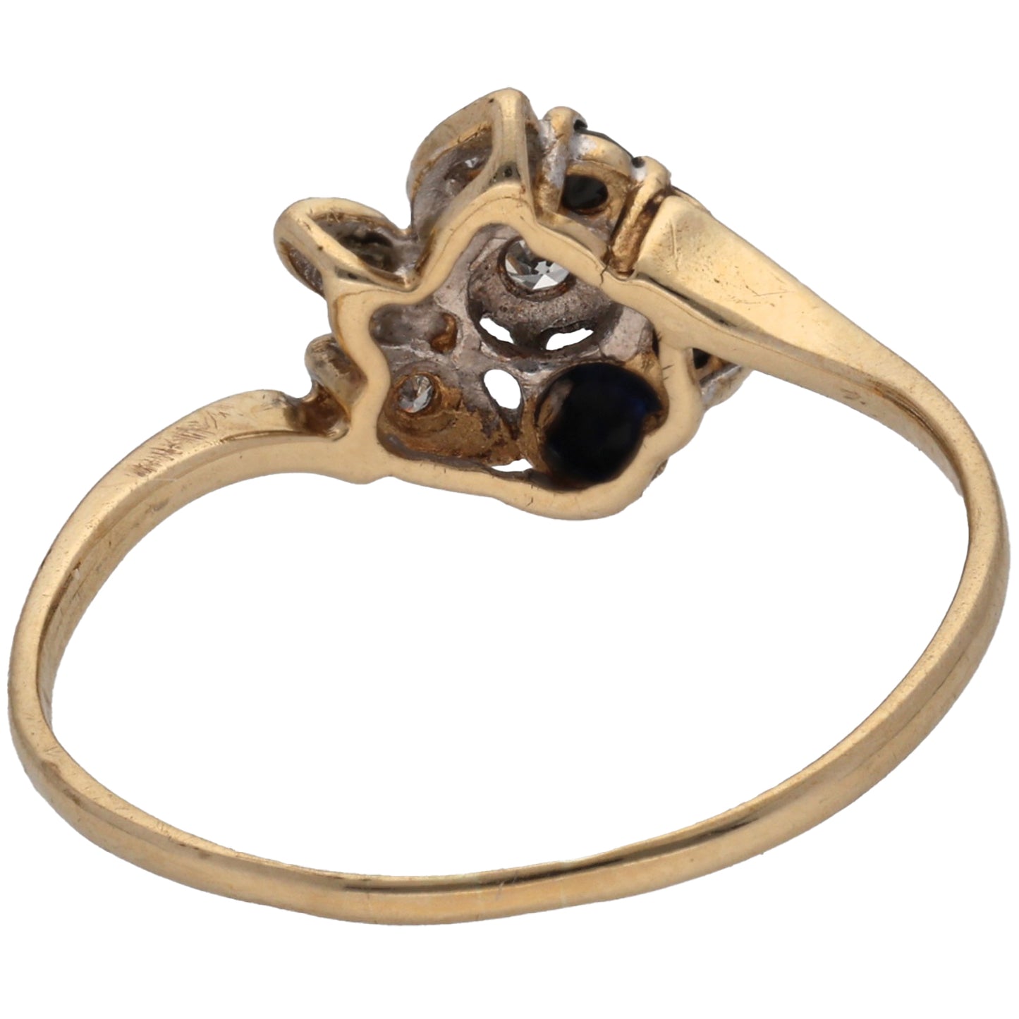 9ct Gold Sapphire & 0.035ct Diamond Dress/Cocktail Ring Size R