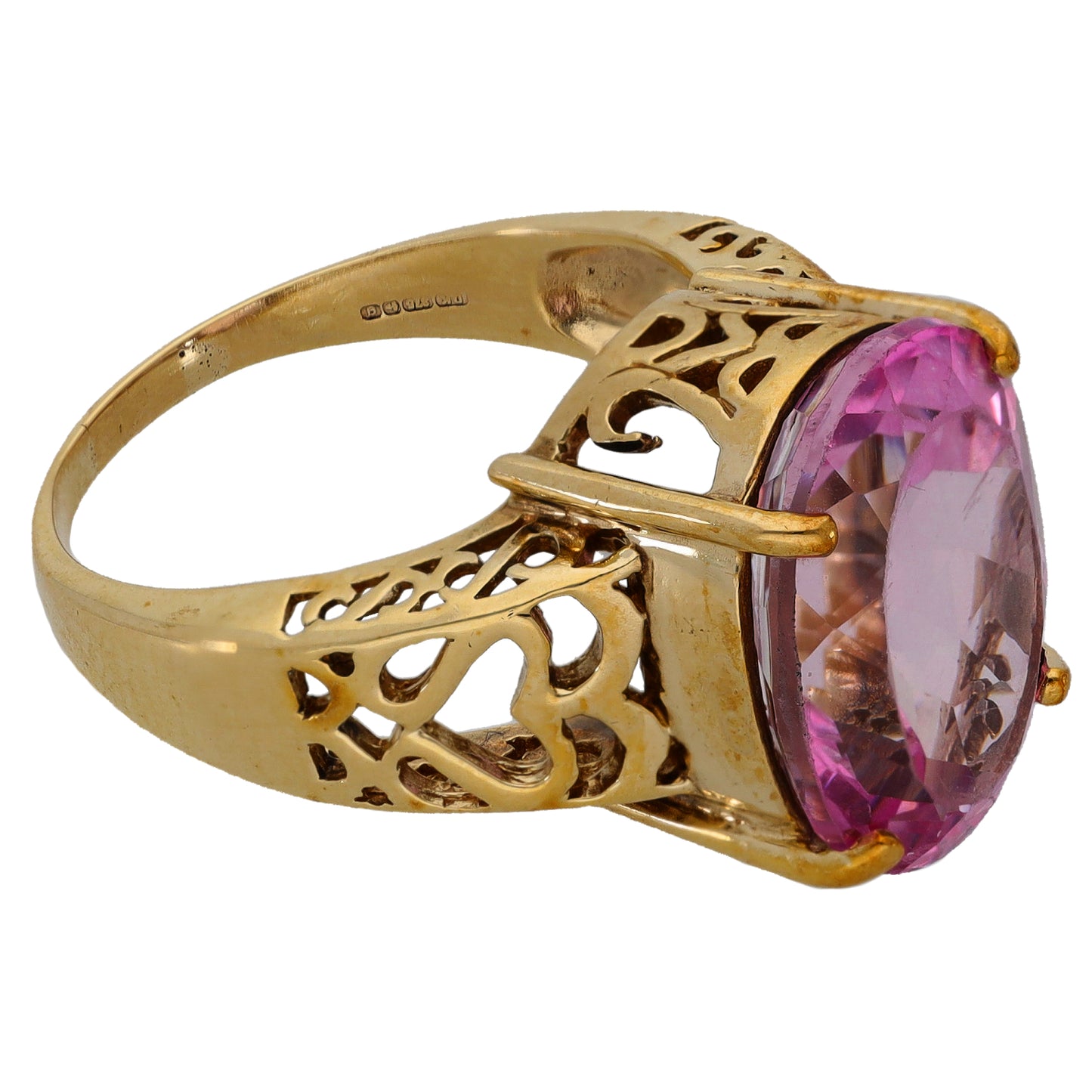 9ct Gold Coated Topaz Single Stone Ring Size R