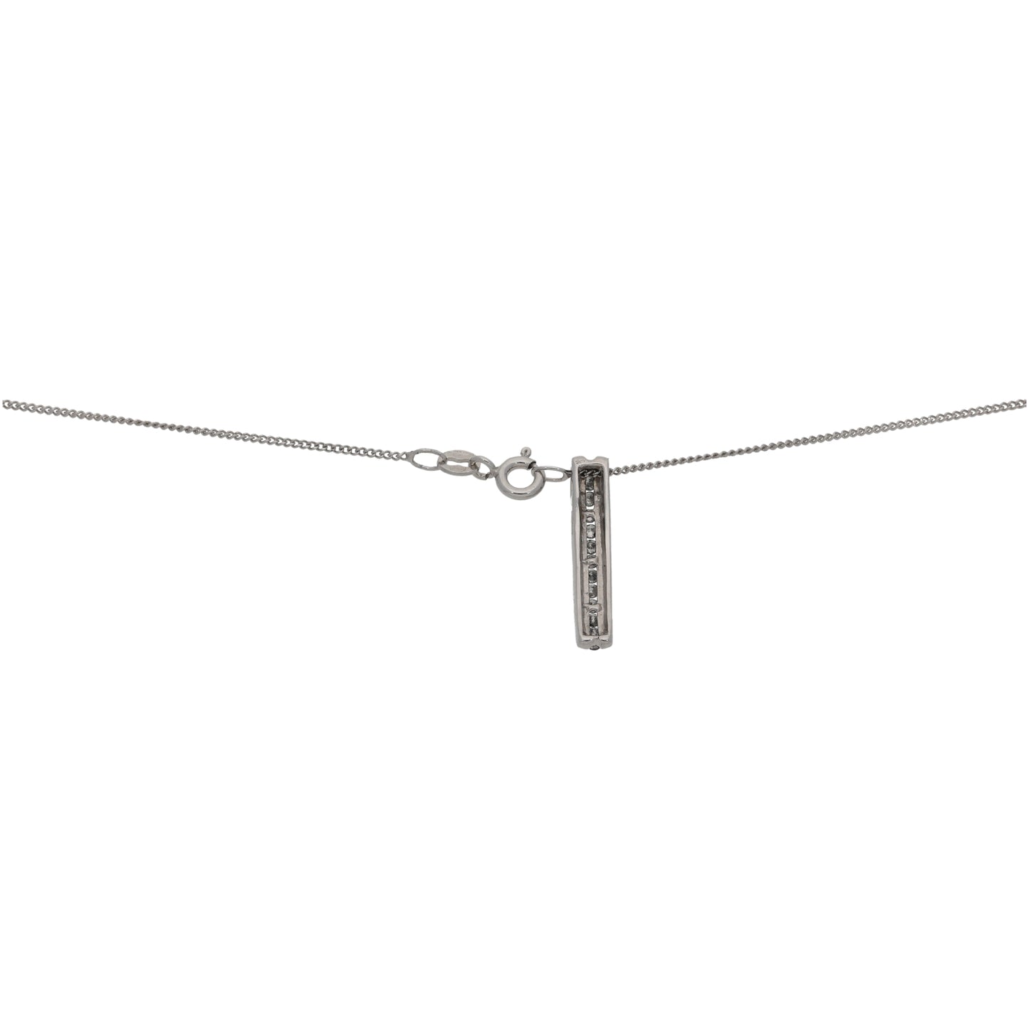 9ct White Gold 0.20ct Diamond Dress/Cocktail Pendant With Chain