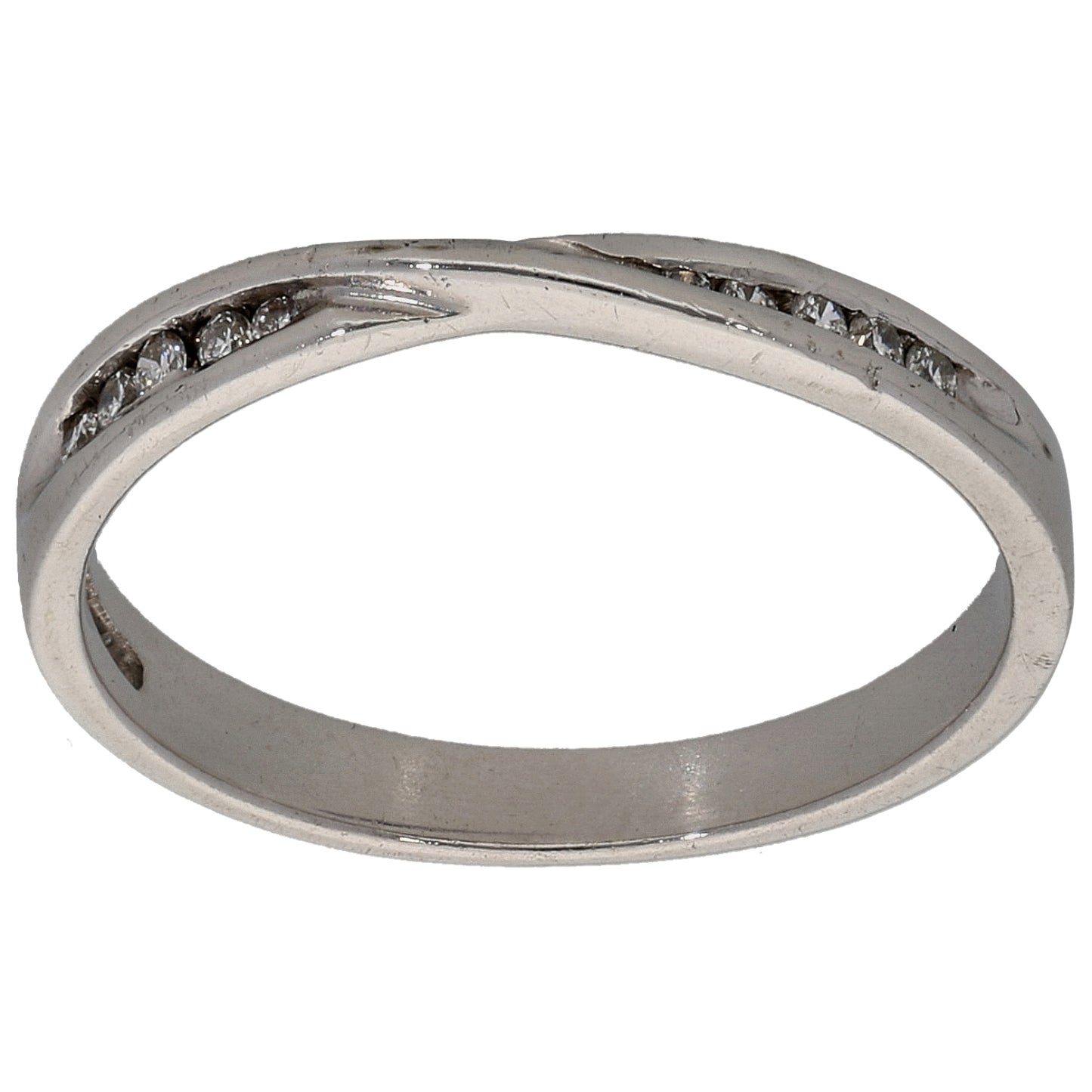 9ct White Gold 0.05ct Diamond Half Eternity Ring Size L