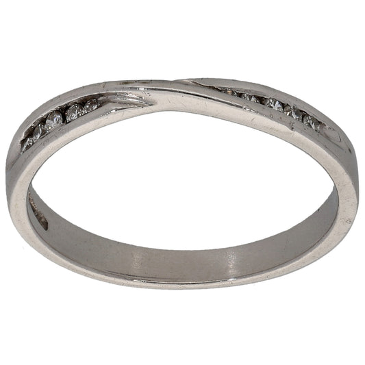 9ct White Gold 0.05ct Diamond Half Eternity Ring Size L