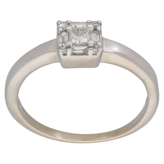 9ct White Gold 0.26ct Diamond Dress/Cocktail Ring Size O