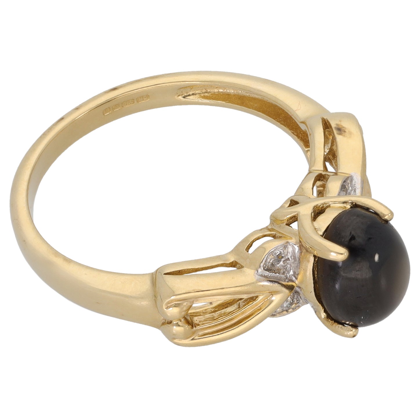 9ct Gold 0.02ct Diamond & Sapphire Single Stone Ring with Accent Stones Size N