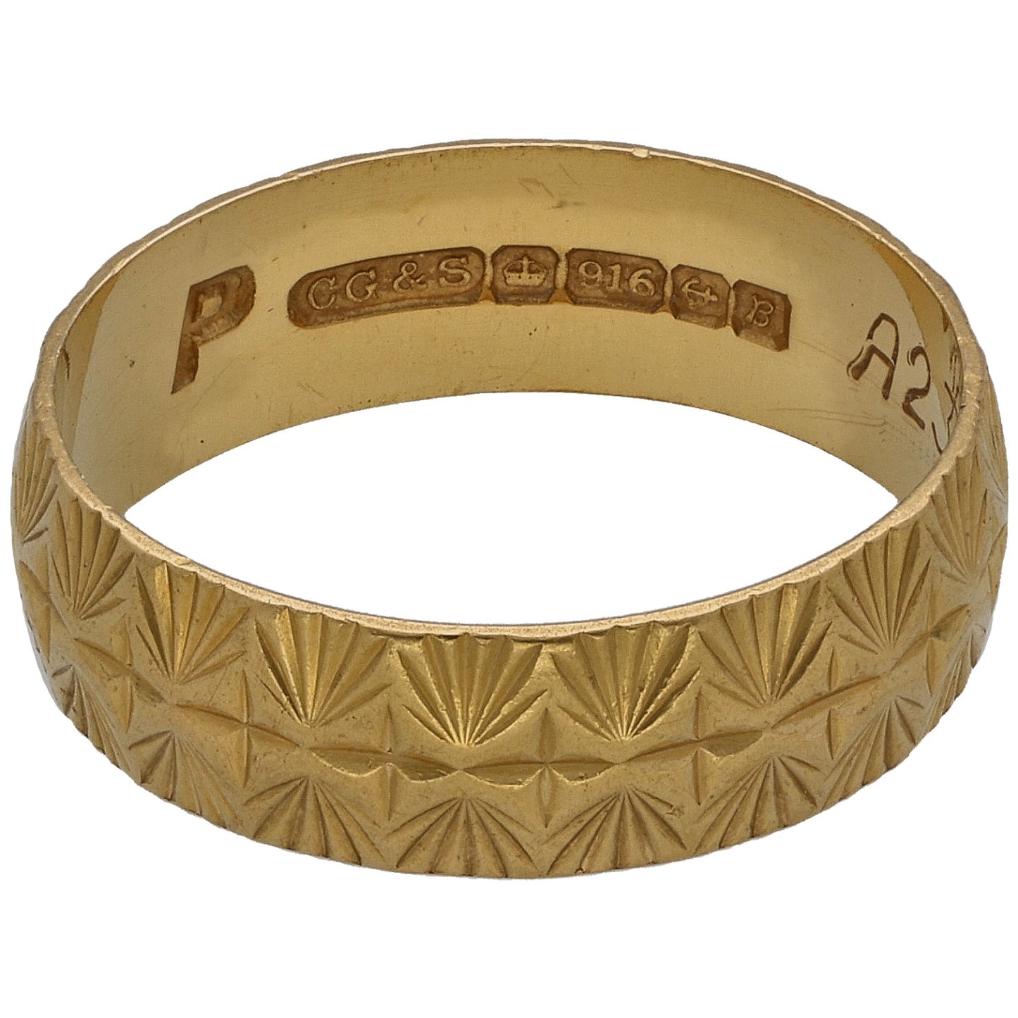 22ct Gold Patterned Wedding Ring Size O