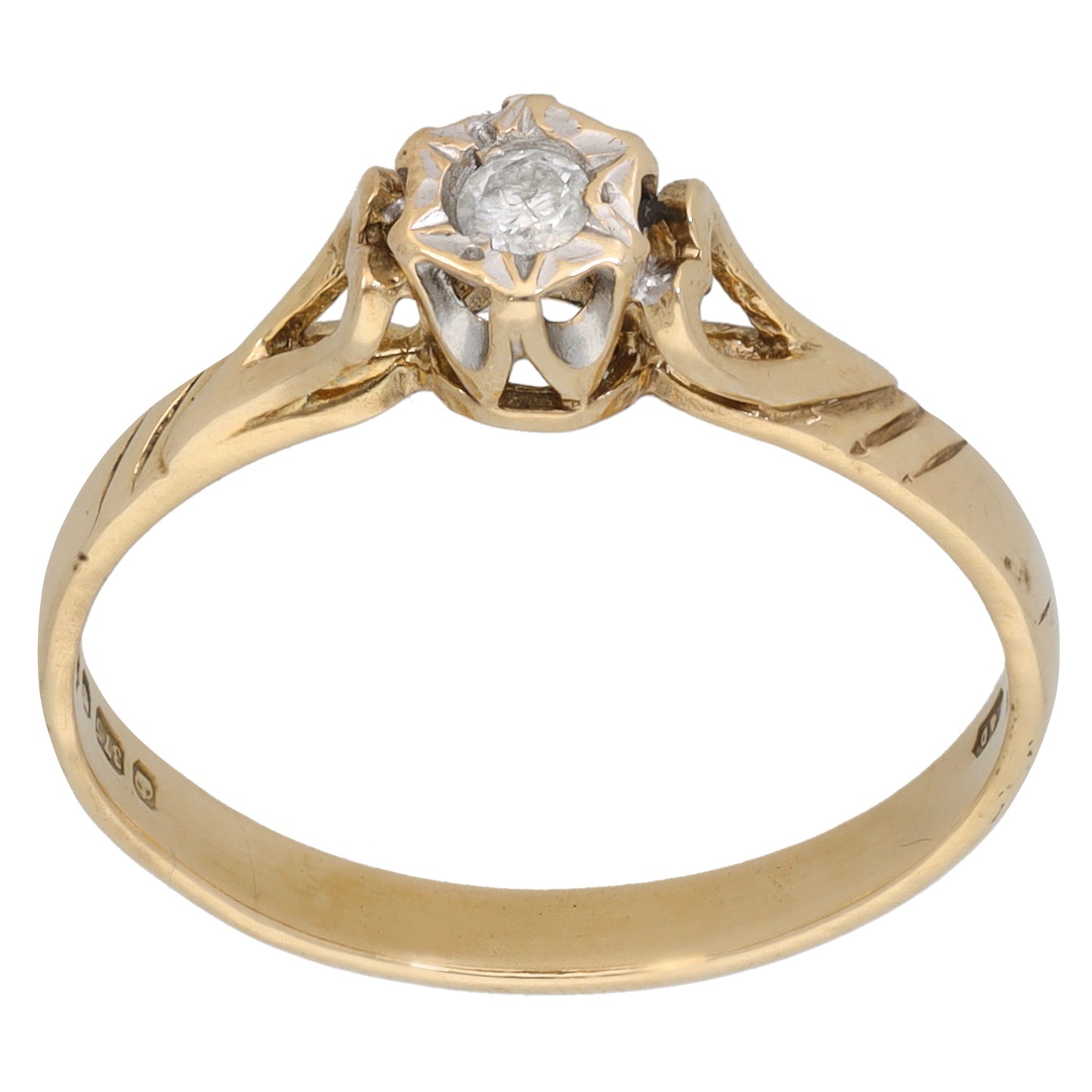 9ct Gold 0.07ct Diamond Solitaire Ring Size P