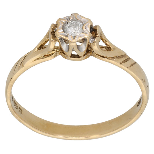 9ct Gold 0.07ct Diamond Solitaire Ring Size P