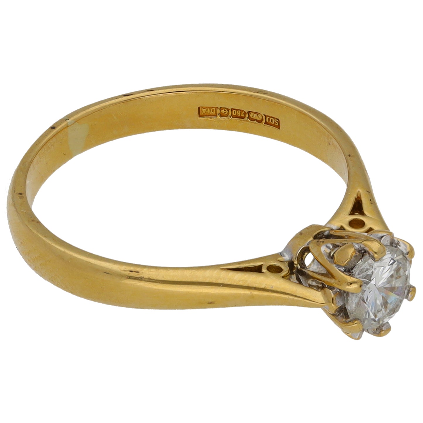 18ct Gold 0.33ct Diamond Solitaire Ring Size M