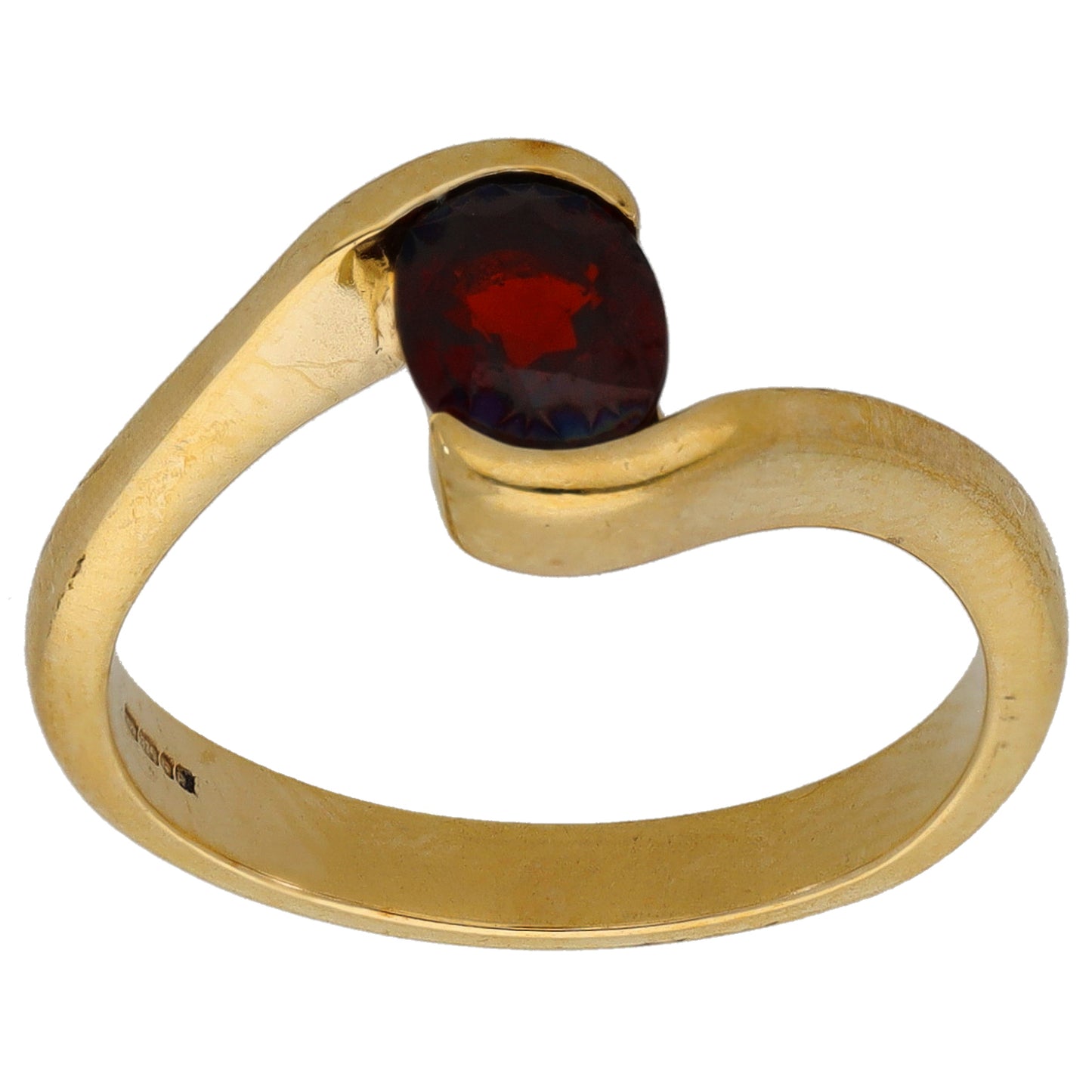 9ct Gold Garnet Single Stone Ring Size N