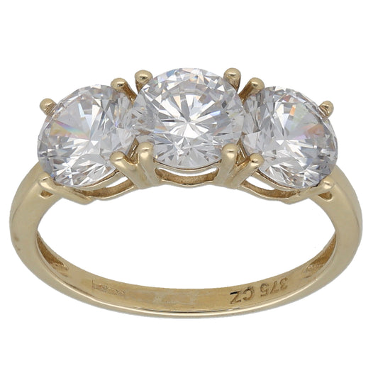 9ct Gold Cubic Zirconia Three Stone Ring Size L