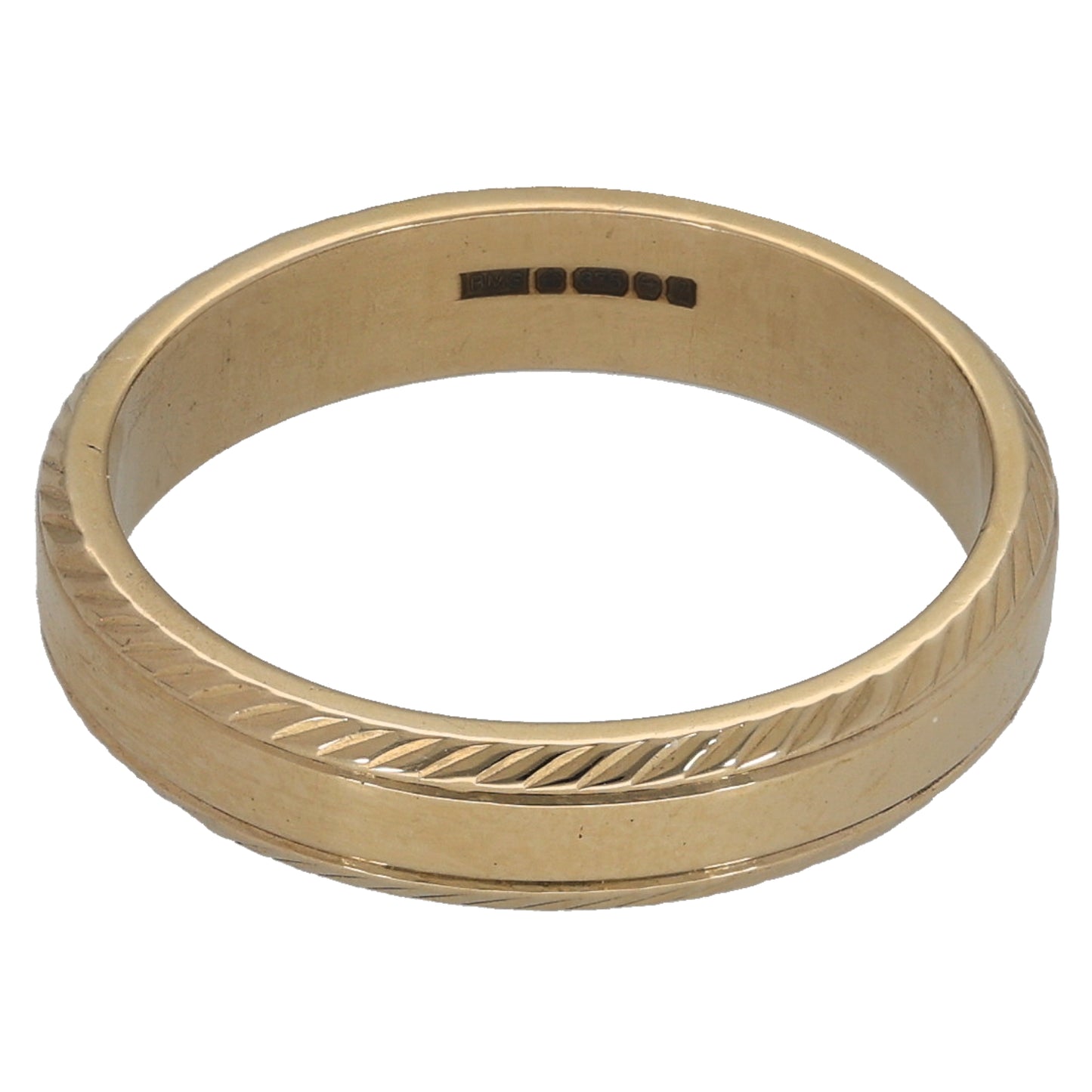 9ct Gold Patterned Wedding Ring Size L