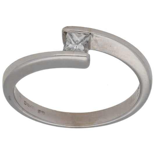 18ct White Gold 0.16ct Diamond Solitaire Ring Size L