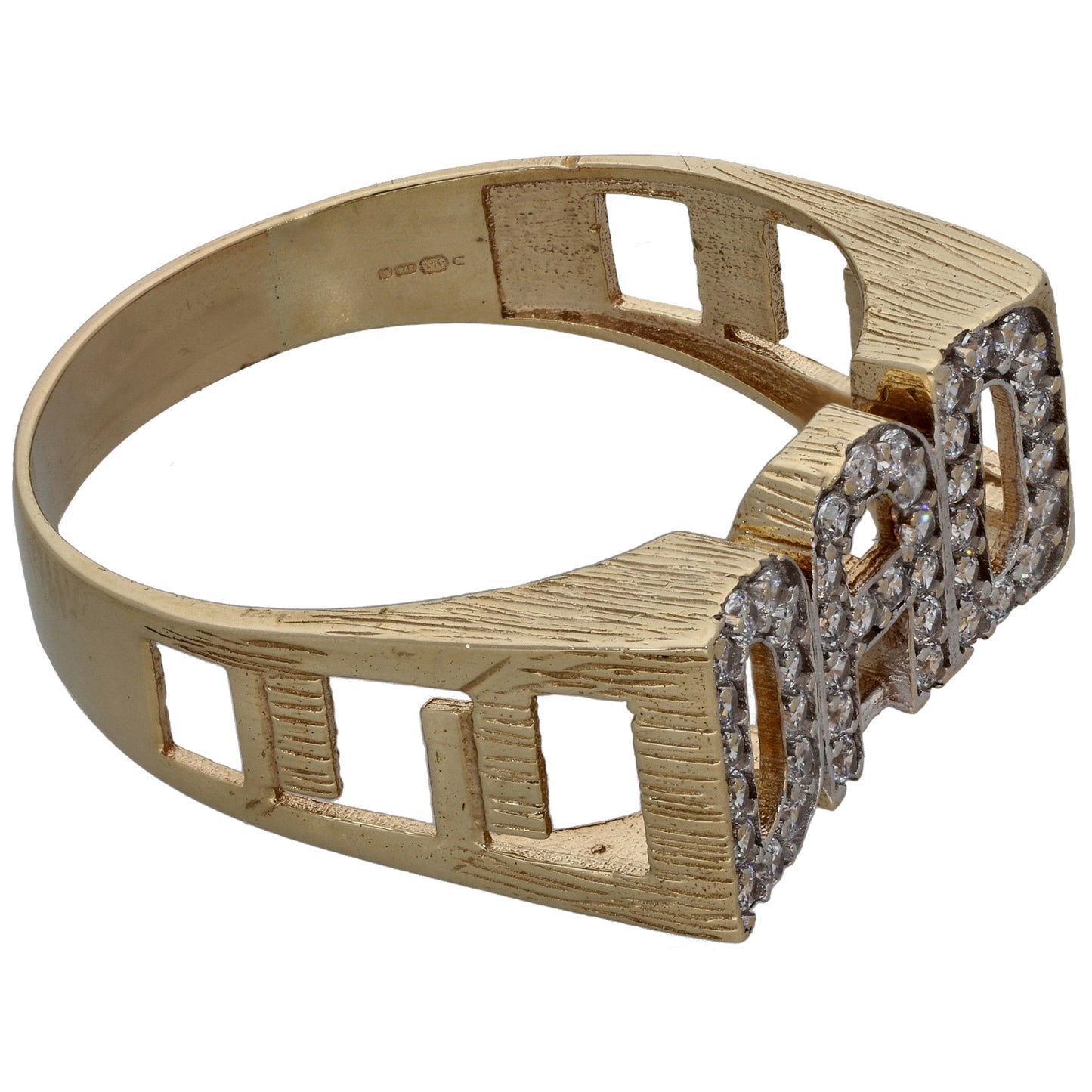 9ct Gold Cz Dad Ring Size Z+4