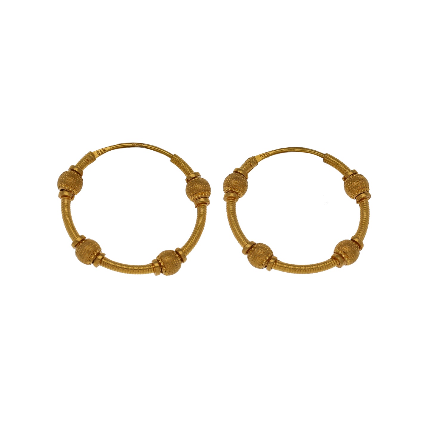 New 22ct Gold Beaded Hoop Earrings
