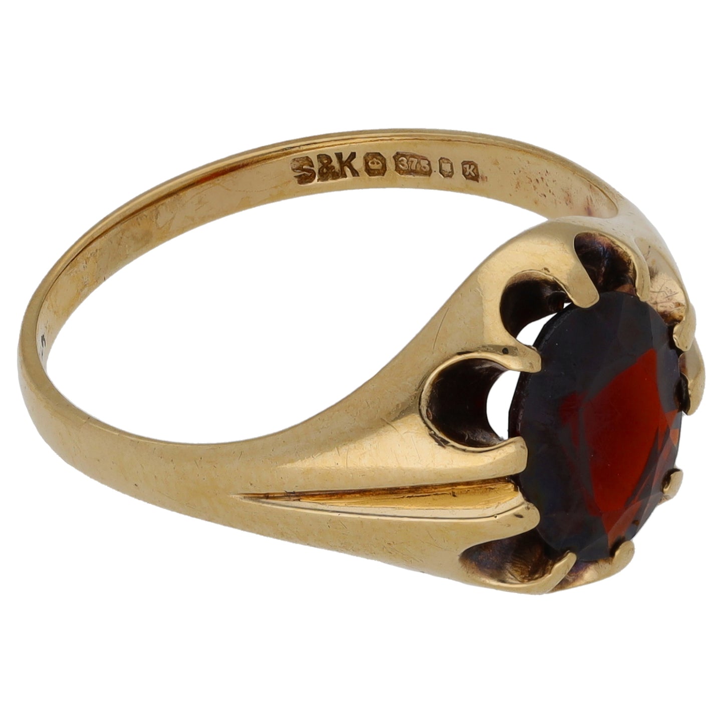 9ct Gold Garnet Single Stone Ring Size O
