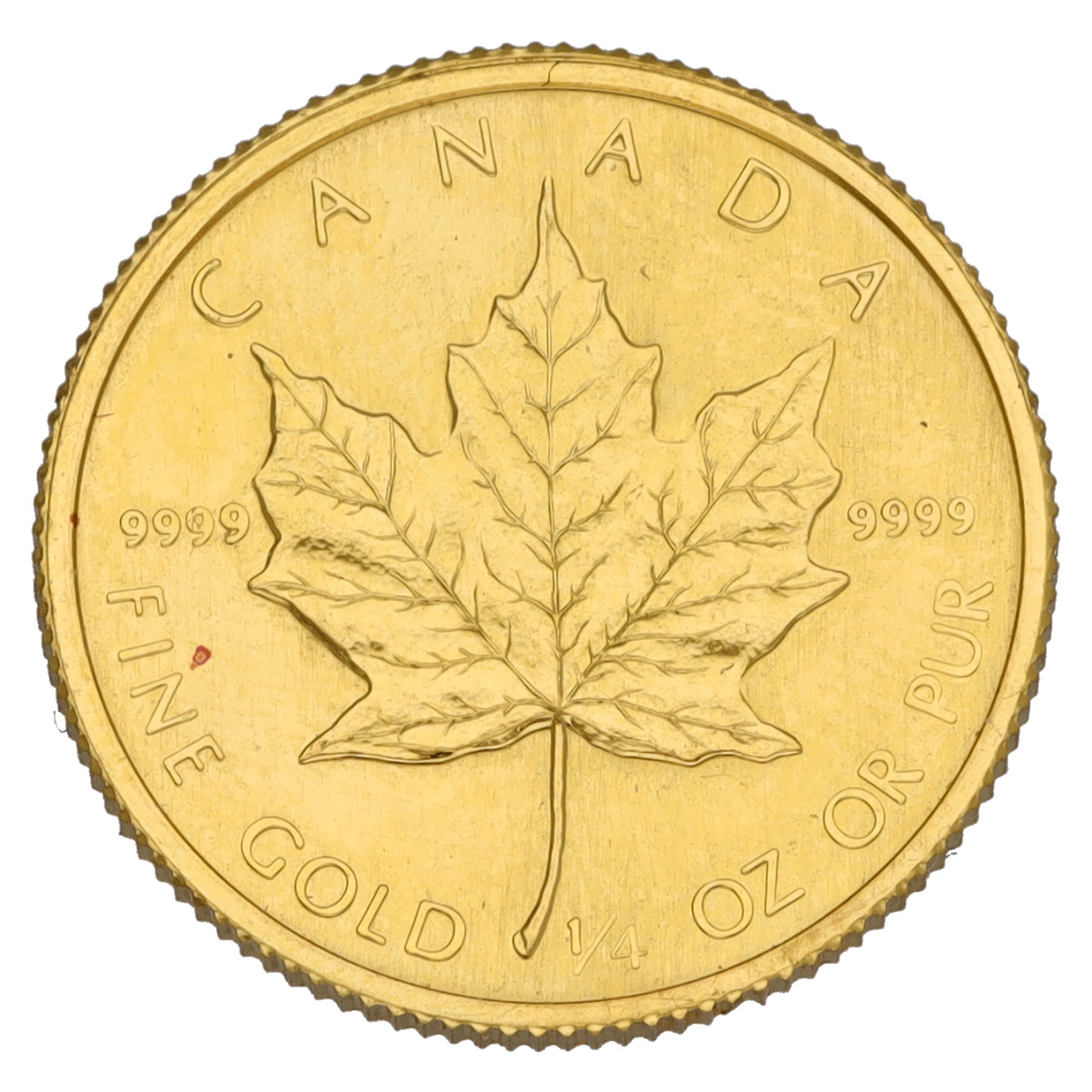 24ct Gold Canada Maple 1/4 OZ Coin 1986