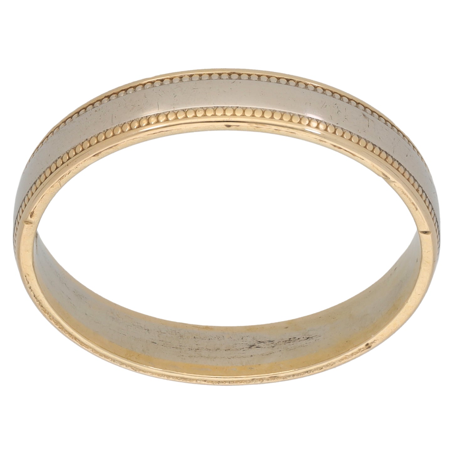 9ct Bi-Colour Gold Patterned Wedding Ring Size V