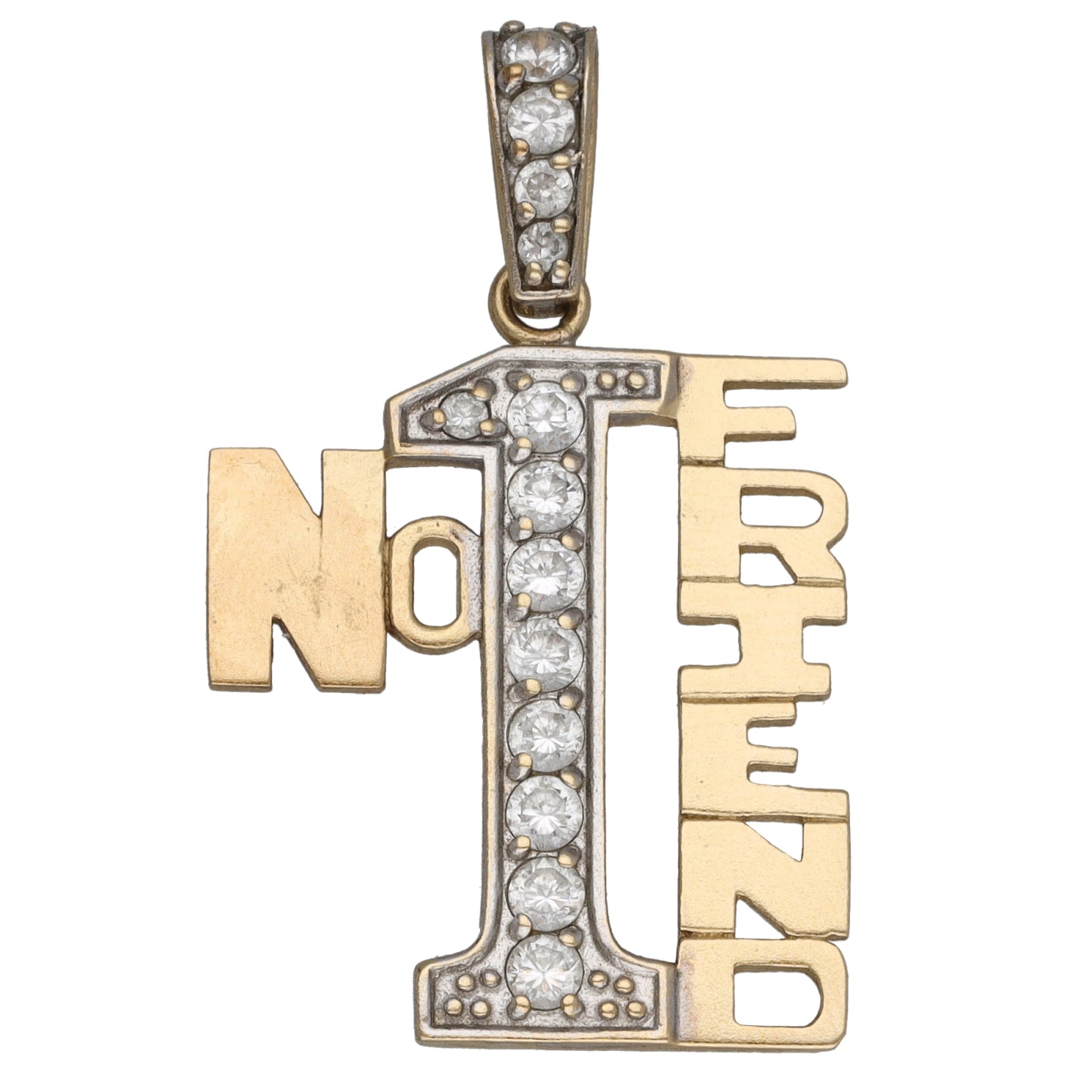 9ct Gold Cubic Zirconia No1 Friend Pendant