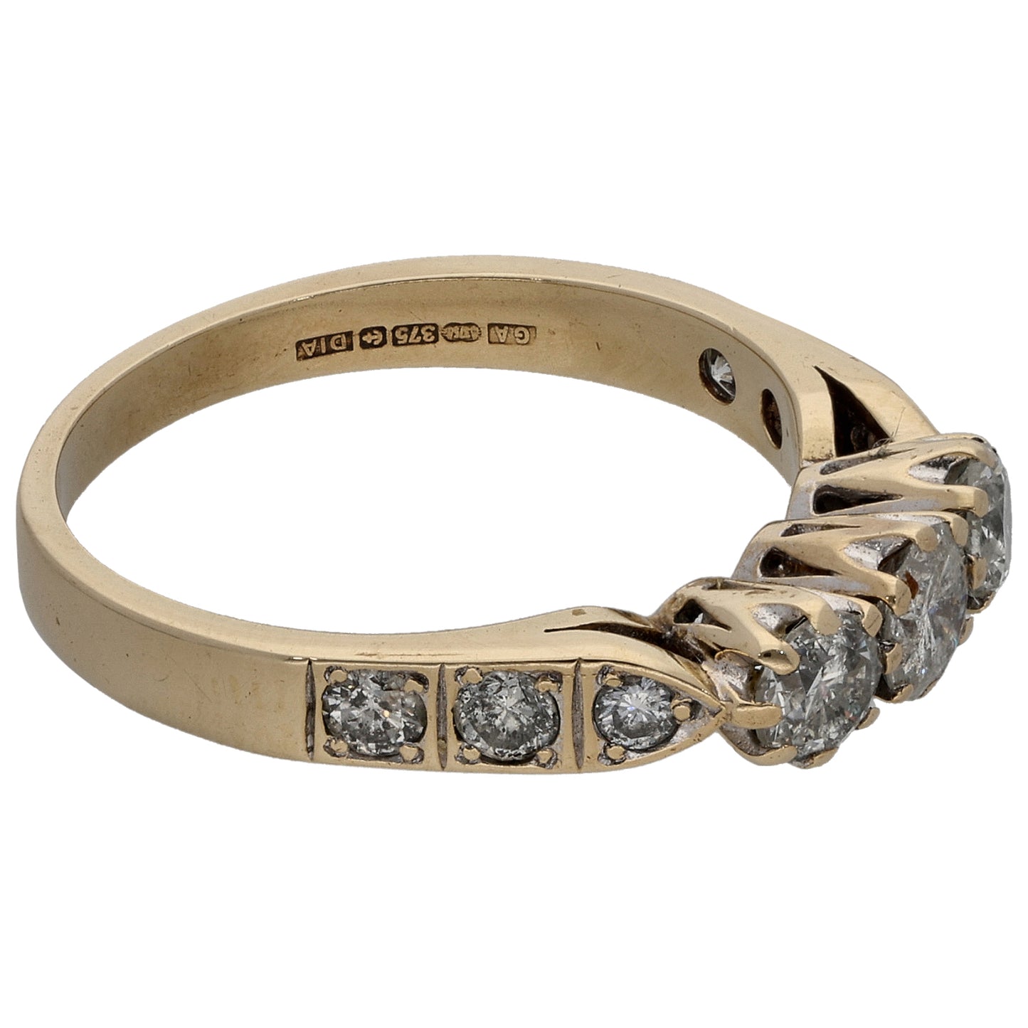 9ct Gold 1.00ct Diamond Trilogy Ring Size O