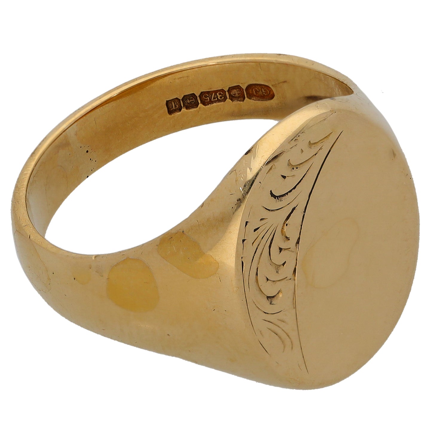 9ct Gold Patterned Signet Ring Size U