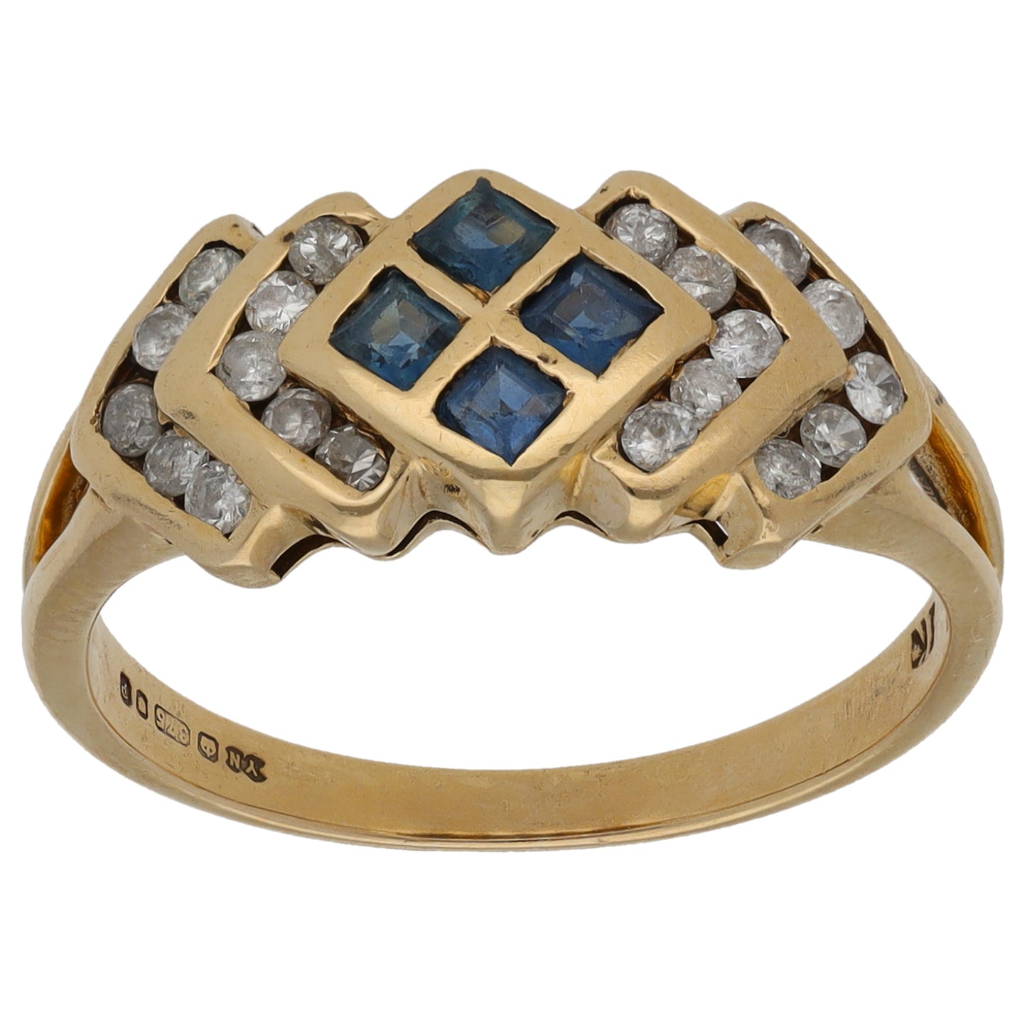 9ct Gold 0.40ct Diamond & Sapphire Dress/Cocktail Ring Size N