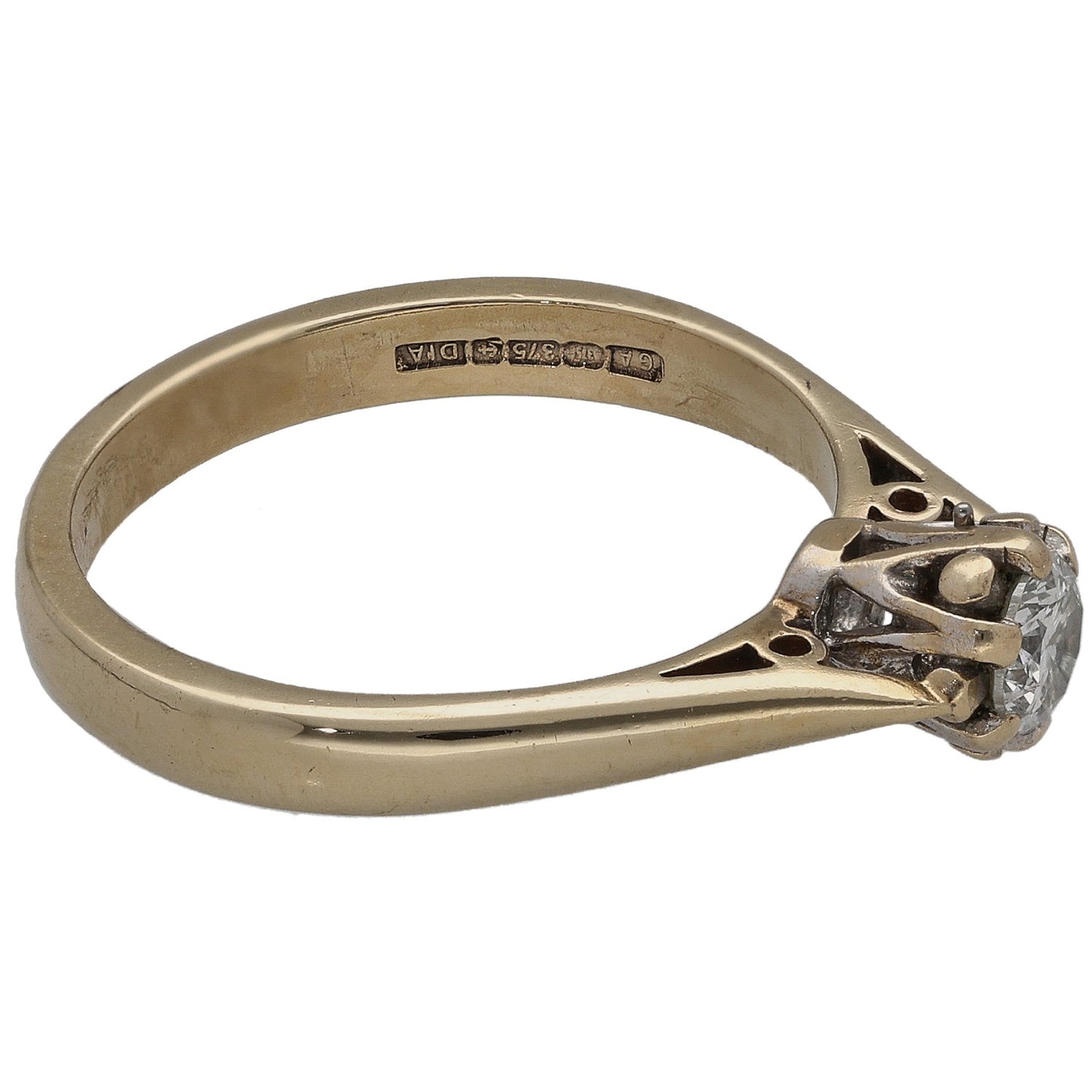 9ct Gold 0.25ct Diamond Solitaire Ring Size L