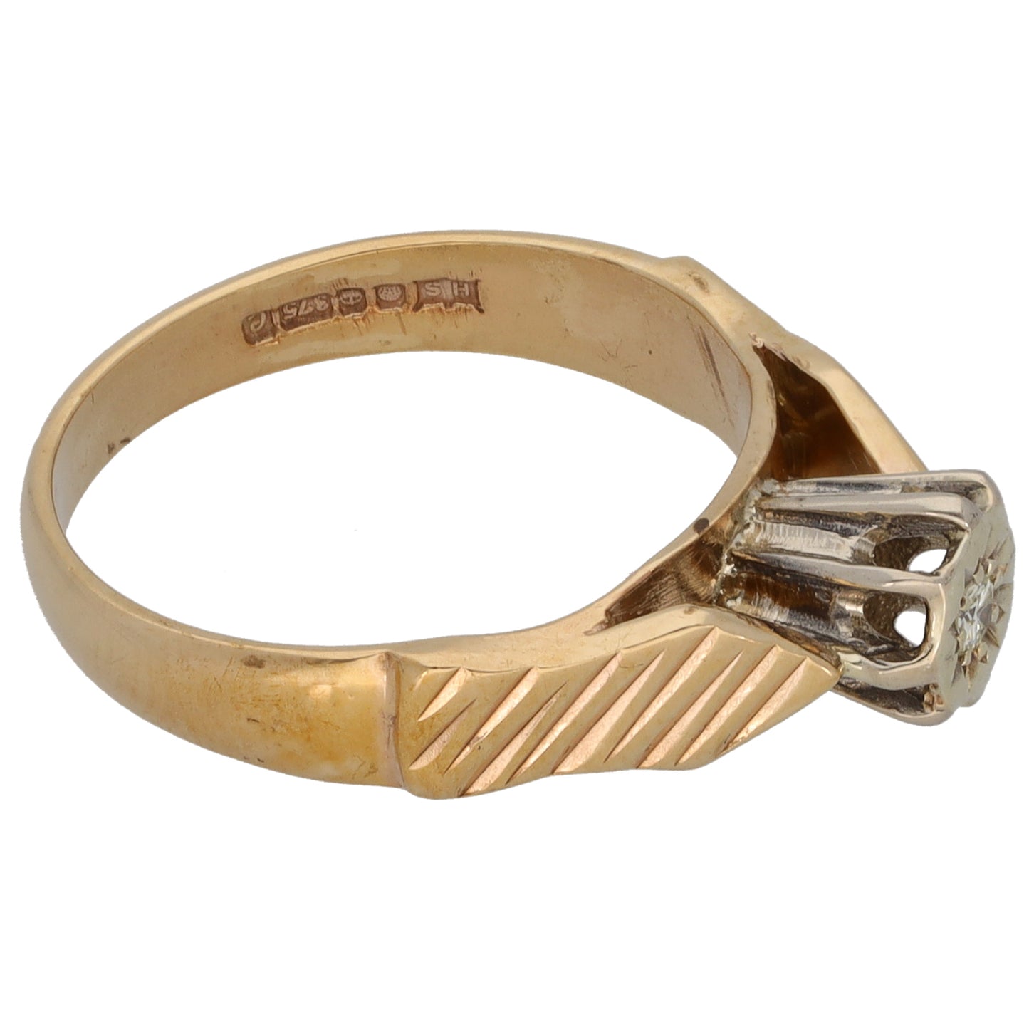 9ct Gold 0.03ct Diamond Solitaire Ring Size L