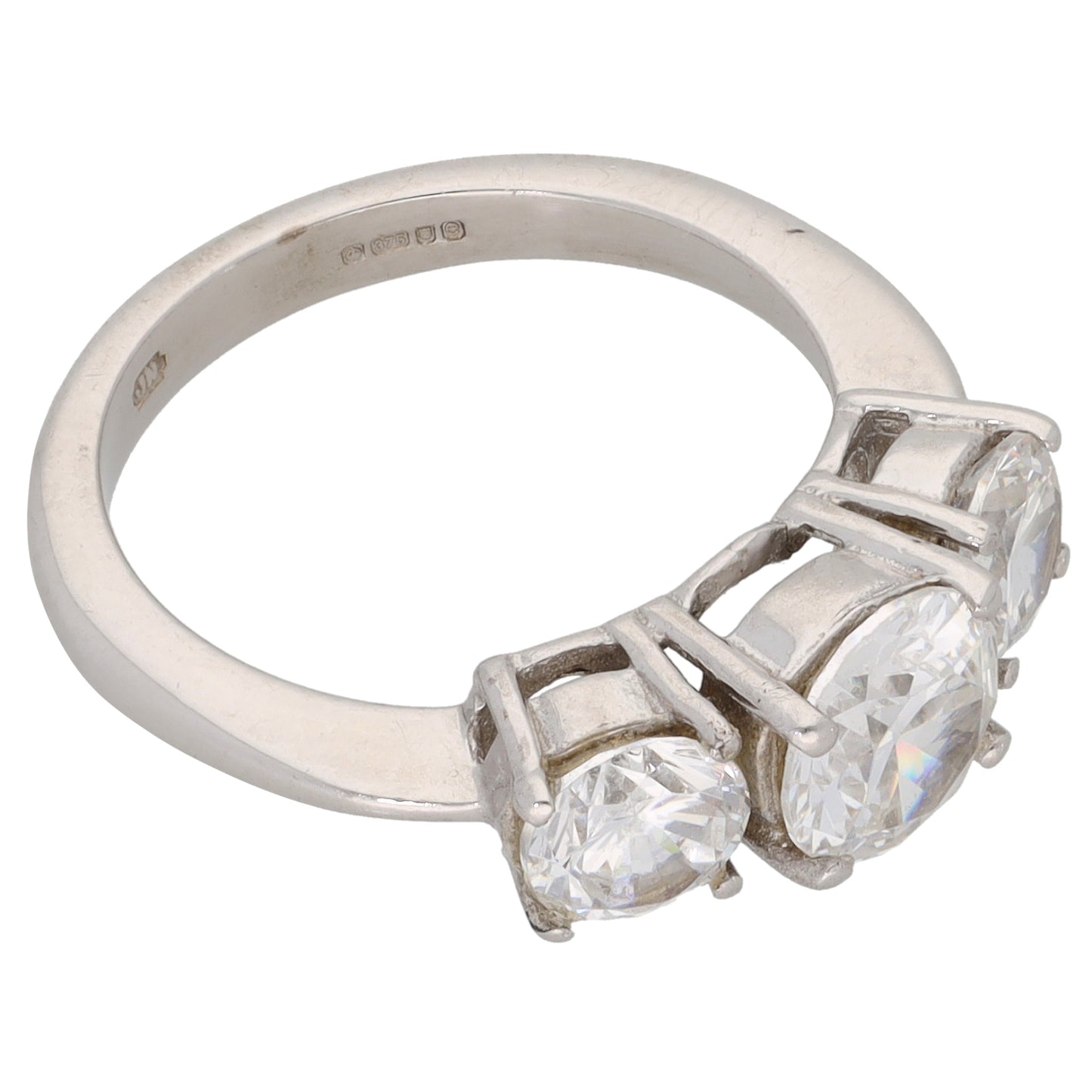 9ct White Gold Cubic Zirconia Trilogy Ring Size K