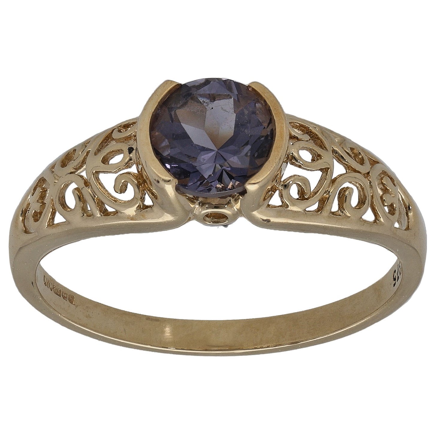 9ct Gold Iolite Single Stone Ring Size R