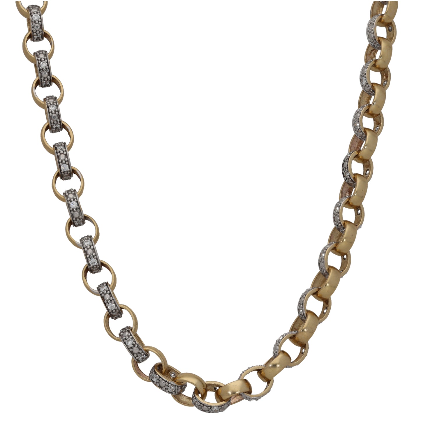 9ct Gold Cubic Zirconia Belcher Chain 28"