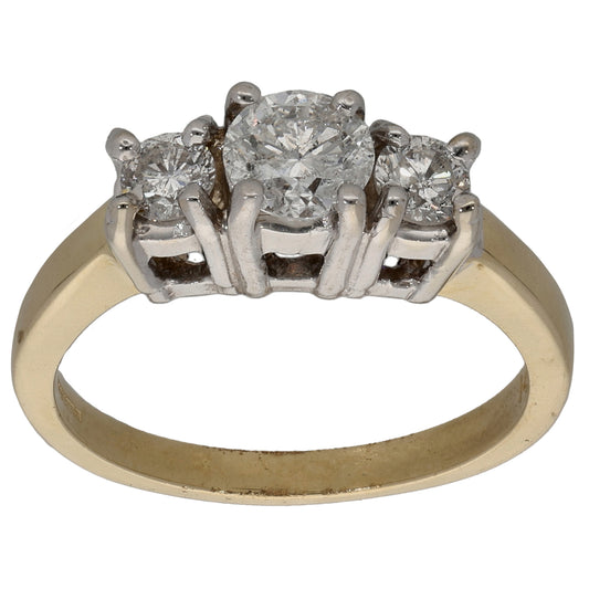 14ct Gold 0.90ct Diamond Trilogy Ring Size N