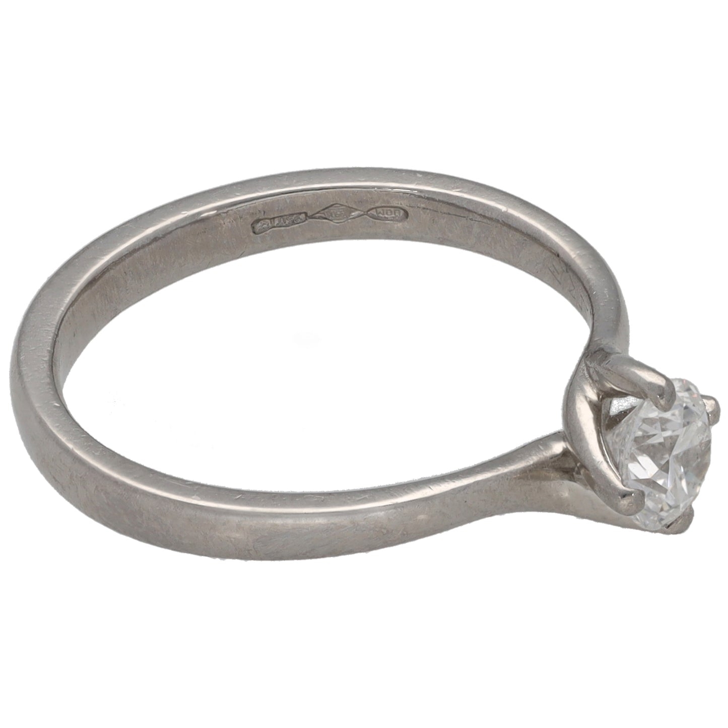 Platinum 0.40ct Diamond Solitaire Ring Size L