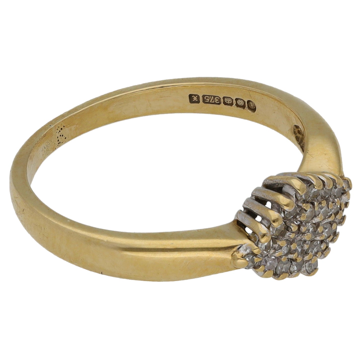 9ct Gold 0.125ct Diamond Cluster Ring Size K