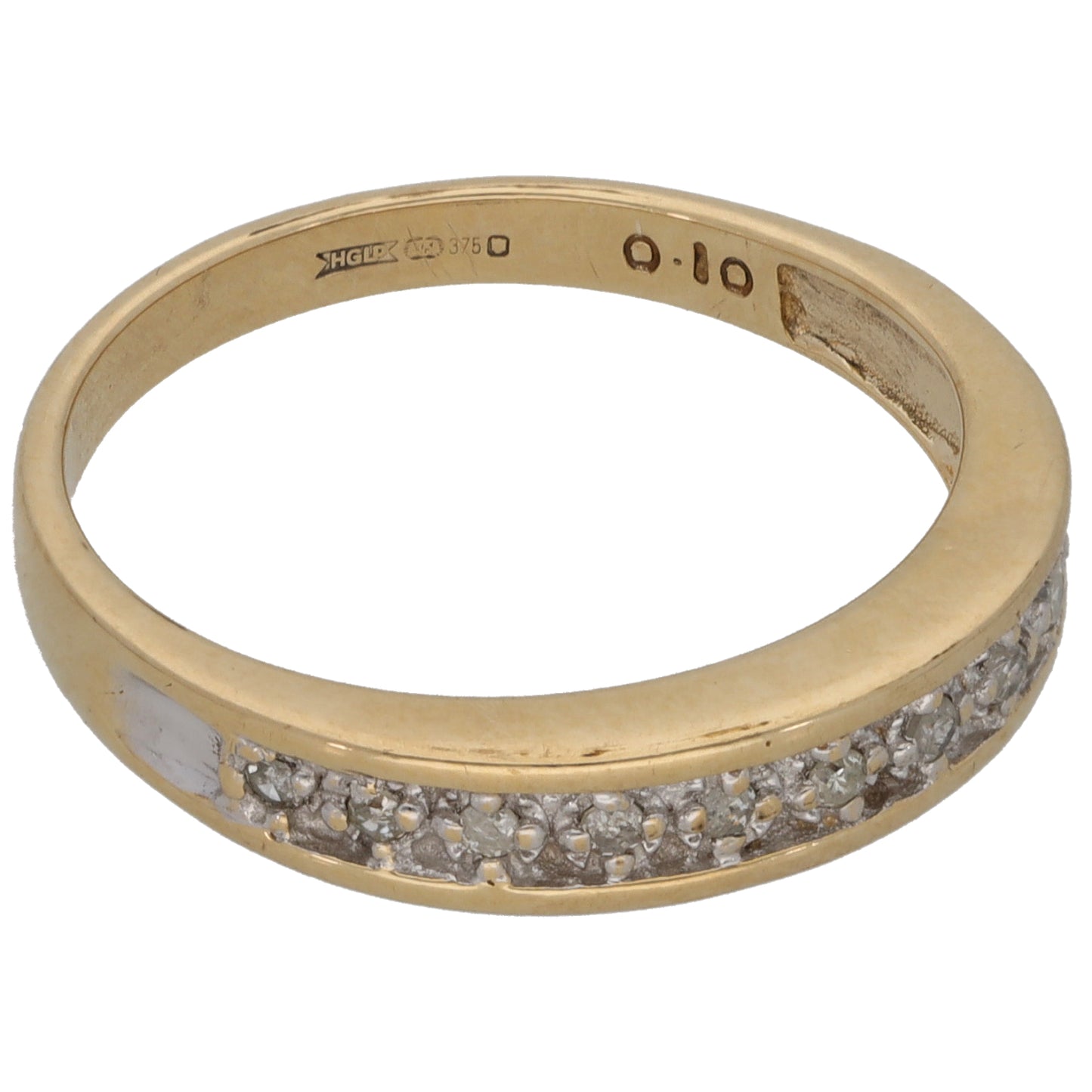 9ct Gold 0.10ct Diamond Half Eternity Ring Size O