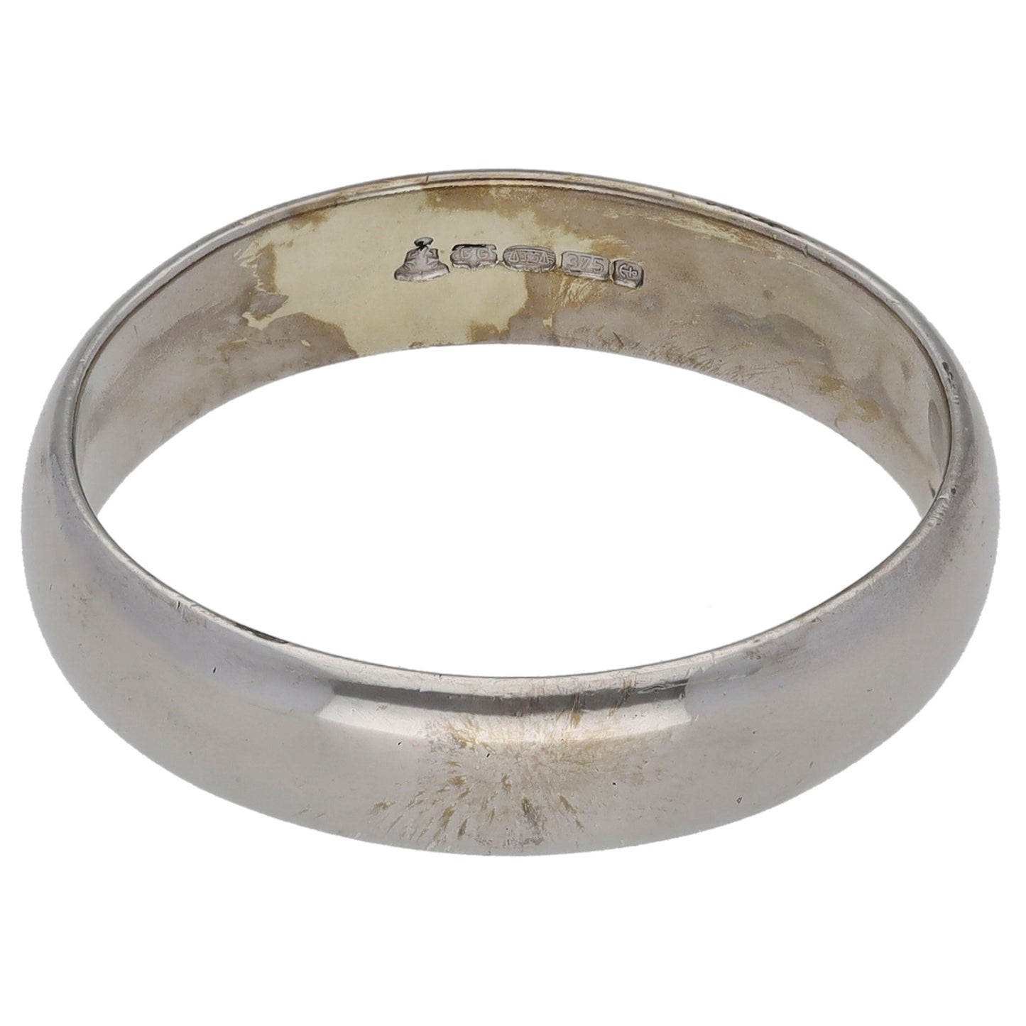 9ct White Gold Plain Wedding Ring Size S