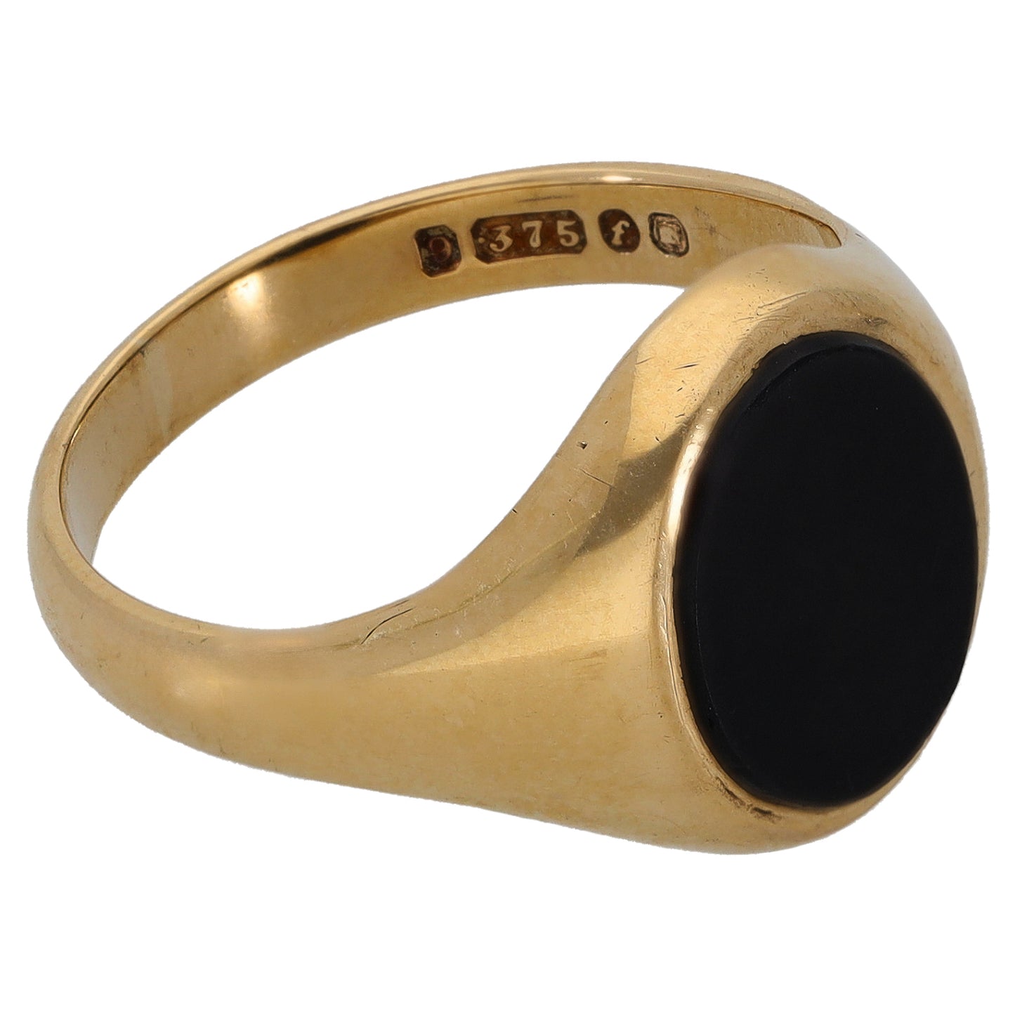9ct Gold Onyx Single Stone Signet Ring Size P