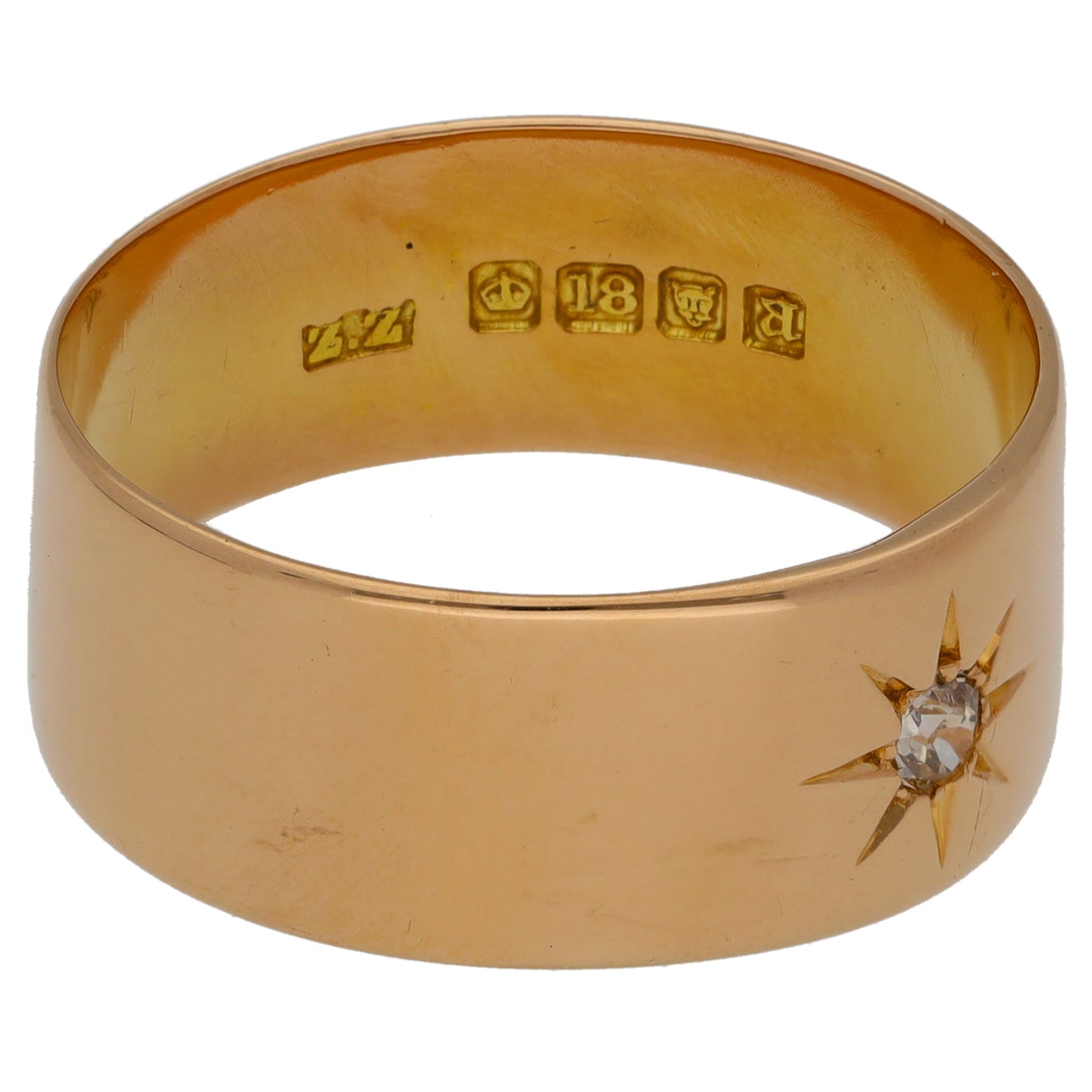 18ct Gold 0.10ct Diamond Plain Wedding Ring Size X