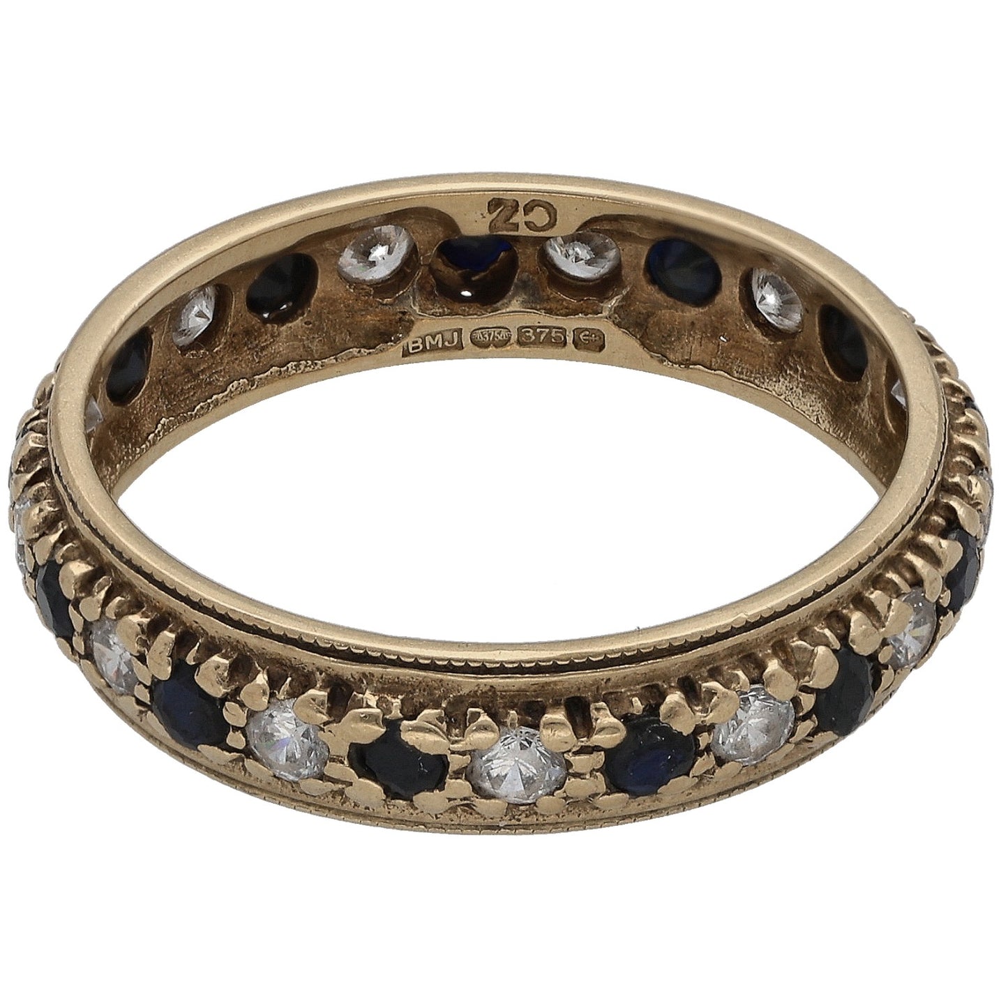 9ct Gold Sapphire & Cubic Zirconia Eternity Ring Size S